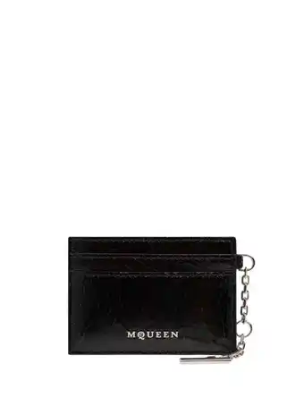 Walmart Alexander Mcqueen Man Black Glossy Calf Leather Cardholder Black offer