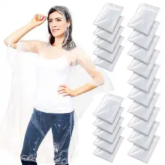 Walmart Juvale Disposable Clear Plastic Emergency Ponchos with Hood (Women's) Size Regular offer