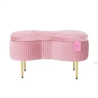 Walmart Impressions Vanity Hello Kitty Bow Velvet Ottoman Bench with Storage and Gold Metal Legs (Pink) offer