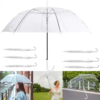 Walmart Ymokee 6 Pcs Clear Umbrellas, 34.6'' x 32.3'' Wedding Umbrella for Kids Adults offer