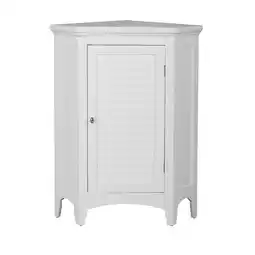 Walmart Teamson Home Glancy Freestanding Corner Floor Accent Cabinet with Faux Louvered Door, White offer