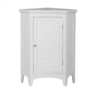 Walmart Teamson Home Glancy Freestanding Corner Floor Accent Cabinet with Faux Louvered Door, White offer