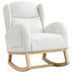 Walmart Muumblus Wingback Glider Rocking Chair for Baby Nursery, Wood Legs, Ivory Teddy offer