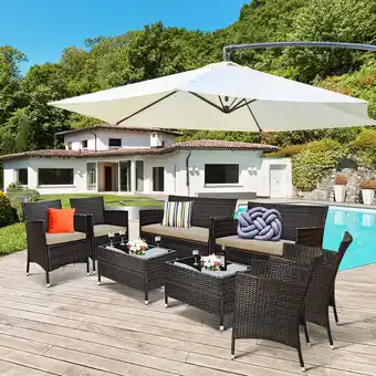 Walmart Costway 8PCS Patio Furniture Set Cushioned Sofa Coffee Table offer