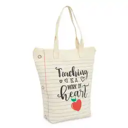 Walmart Canvas Tote Bag for Teacher Appreciation Gifts, Teaching is a Work of Heart (14.5 x 15 x 6 In) offer