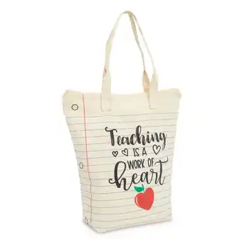 Walmart Canvas Tote Bag for Teacher Appreciation Gifts, Teaching is a Work of Heart (14.5 x 15 x 6 In) offer