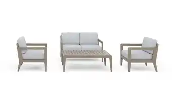 Walmart Homestyles Sustain Wood Outdoor loveseat 4-Piece Set in Gray offer