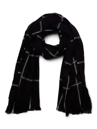 Walmart Time and Tru Women's Windowpane Blanket Scarf, Black Soot Winter White offer