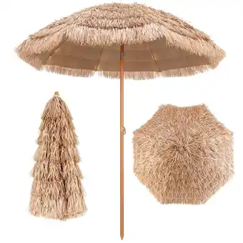 Walmart Costway 7.2FT Patio Thatched Tiki Umbrella W/Tilt 8 Ribs Hawaiian Hula Beach offer