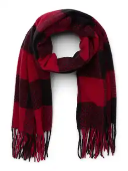 Walmart Time and Tru Women's Buffalo Plaid Blanket Winter Scarf, Black Soot Red Delight offer