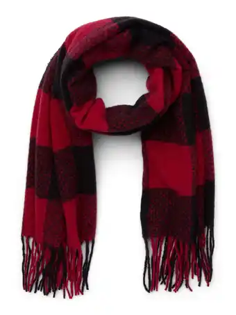 Walmart Time and Tru Women's Buffalo Plaid Blanket Winter Scarf, Black Soot Red Delight offer