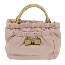 Walmart Pre-Owned Salvatore Ferragamo Vara Pink Synthetic Handbag offer