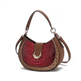 Walmart MKF Collection Jain Women Half Moon Shoulder Bag Croc-Embossed Versatile by Mia K - Red offer