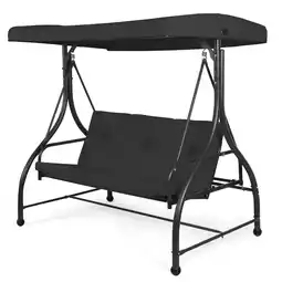 Walmart Costway Converting Outdoor Swing Canopy Hammock 3 Seats Patio Deck Furniture Black offer