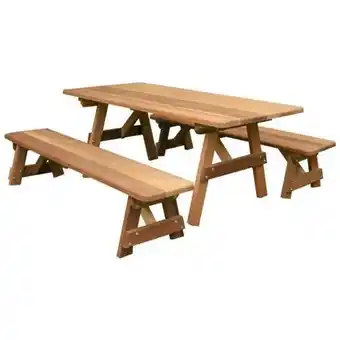 Walmart Creekvine Designs 32 in. Wide 5 ft. Classic Family Red Cedar Picnic Table with 5 ft. 2 Benches offer