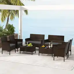 Walmart Gymax 8 Piece Patio Rattan Conversation Set Outdoor Wicker Furniture Set w/ Chair & Loveseat offer