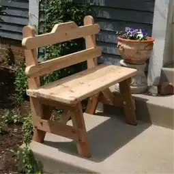 Walmart Gardencare Cedar Tab Back Bench Adult Cedar and Zinc Plated Steel offer