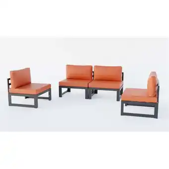 Walmart LeisureMod Chelsea Middle Patio Chairs Black Aluminum with Cushions, Orange - 4-Piece offer