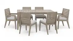 Walmart Homestyles Sustain Wood Outdoor Dining Table and Six Chairs in Gray offer