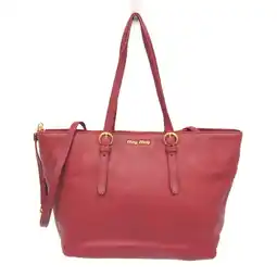 Walmart Pre-Owned Miu Miu RR1905 Women's Leather Shoulder Bag,Tote Bag Dark Red (Good) offer