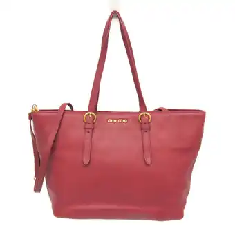 Walmart Pre-Owned Miu Miu RR1905 Women's Leather Shoulder Bag,Tote Bag Dark Red (Good) offer