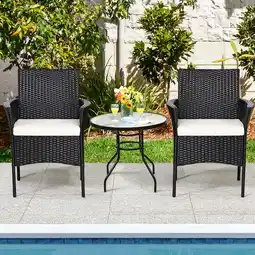 Walmart Costway 2PCS Chairs Outdoor Patio Rattan Wicker Dining Arm Seat With Cushions offer