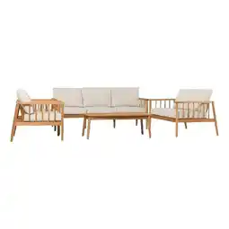 Walmart Pemberly Row Modern Solid Wood Outdoor Spindle Style 5 Piece Chat Set - Natural offer