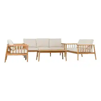 Walmart Pemberly Row Modern Solid Wood Outdoor Spindle Style 5 Piece Chat Set - Natural offer