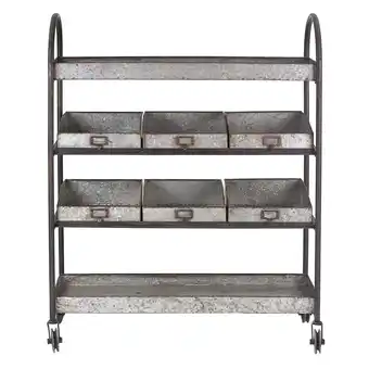 Walmart Woven Paths 4 Tier Metal Storage Cart on Casters, 36.25 x 13 x 46, Galvanized offer