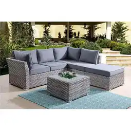 Walmart 87 x 83 x 27 in. Laurance Patio Sectional Sofa & Cocktail Table with Storage, Gray Fabric & Gray offer