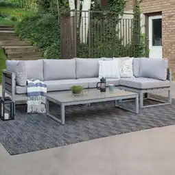 Walmart Walker Edison The Ansville 4-Piece Coastal Aluminum Outdoor Sofa Set - Gray offer