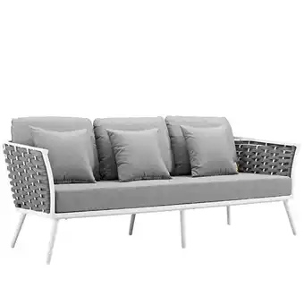 Walmart Afuera Living Aluminum Patio Sofa in White Gray offer