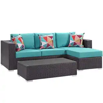 Walmart Afuera Living 3-Piece Modern Rattan Patio Sofa Set in Espresso/Turquoise offer