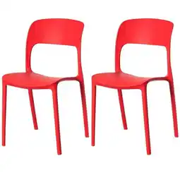 Walmart Modern Plastic Outdoor Dining Chair with Open Curved Back, Red Set of 2 offer