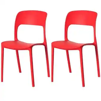 Walmart Modern Plastic Outdoor Dining Chair with Open Curved Back, Red Set of 2 offer