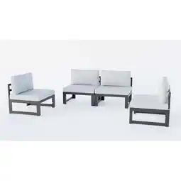 Walmart Chelsea Middle Patio Chairs Black Aluminum with Cushions, Light Gray - 4-Piece offer