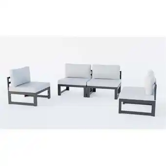 Walmart Chelsea Middle Patio Chairs Black Aluminum with Cushions, Light Gray - 4-Piece offer