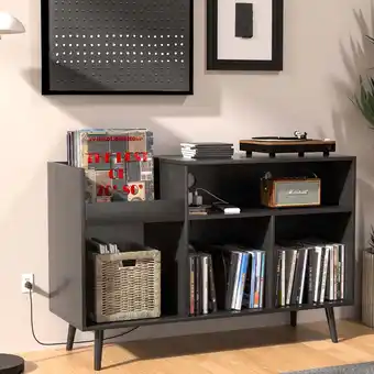 Walmart Oubayajia Vinyl Record Storage Cabinet, Record Player Stand Holds up to 300 Albums with Power Outlet offer