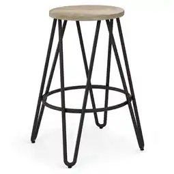 Walmart Simpli Home 24 Inch Metal Counter Height Stool With Wood Seat In Natural / Black offer