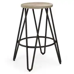 Walmart Simpli Home 24 Inch Metal Counter Height Stool With Wood Seat In Natural / Black offer