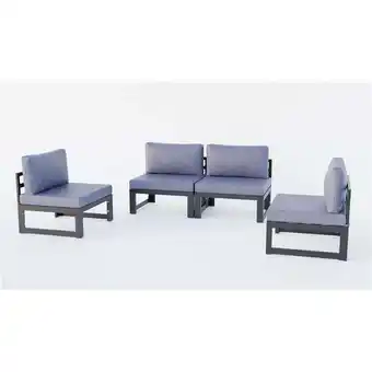 Walmart Chelsea Middle Patio Chairs Black Aluminum with Cushions, Blue - 4-Piece offer