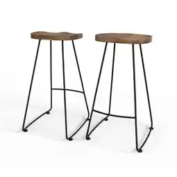 Walmart Simpli Home Amberly 30 Rustic Metal Saddle Bar Stool in Natural (Set of 2) offer