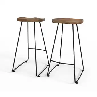 Walmart Simpli Home Amberly 30 Rustic Metal Saddle Bar Stool in Natural (Set of 2) offer