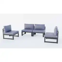 Walmart LeisureMod Chelsea Middle Patio Chairs Black Aluminum with Cushions, Blue - 4-Piece offer