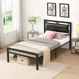 Walmart Twin Size metal bed Sturdy System Metal Bed Frame ,Modern style and comfort to any bedroom ,black offer