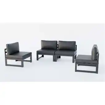 Walmart Chelsea Middle Patio Chairs Black Aluminum with Cushions, Black - 4-Piece offer