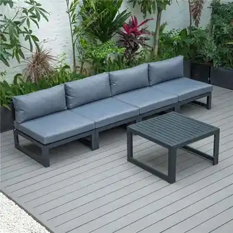 Walmart Chelsea Middle Patio Chairs & Coffee Table Set with Cushions, Blue & Black - 5 Piece offer