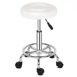 Walmart Hot Sale! Swivel Stool with Wheels Round Rolling Stools PU Leather Height Adjustable offer