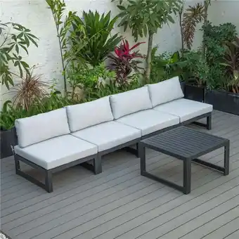 Walmart Chelsea Middle Patio Chairs & Coffee Table Set with Cushions, Light Gray & Black - 5 Piece offer