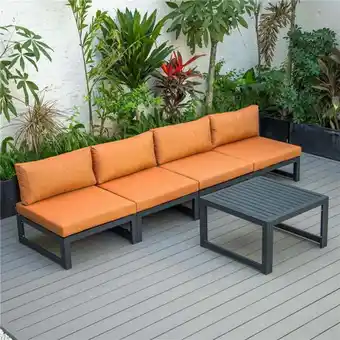 Walmart Chelsea Middle Patio Chairs & Coffee Table Set with Cushions, Orange & Black - 5 Piece offer